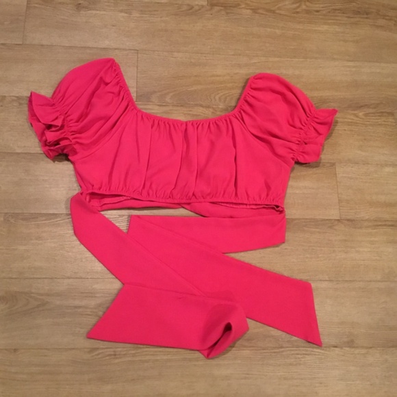 Women’s Ruffle Short Sleeve Tie Up Back Crop Top - Picture 8 of 8